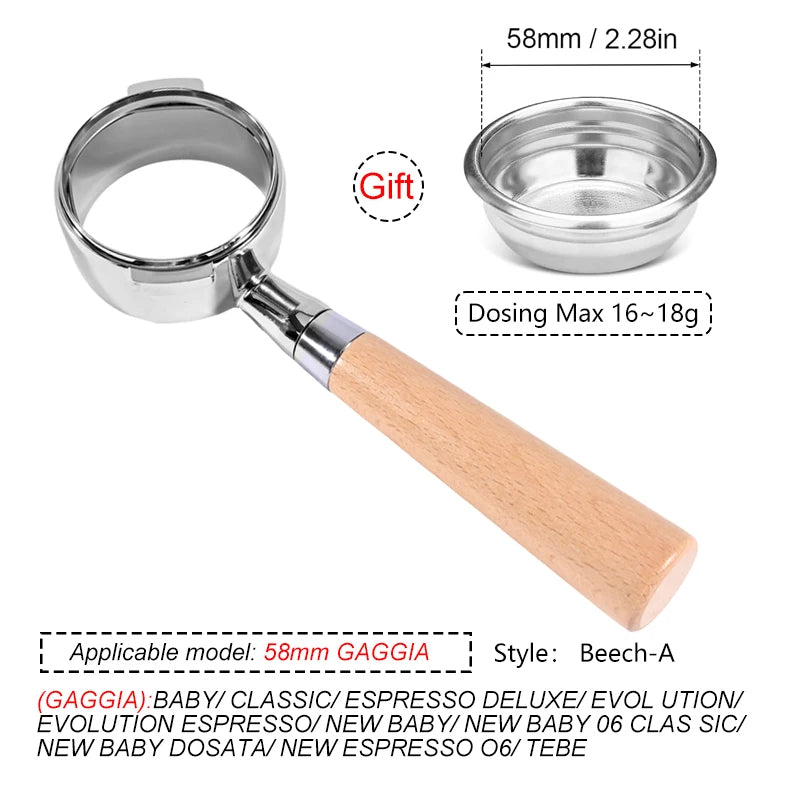 58MM Coffee Bottomless Portafilter For GAGGIA Classic Pro