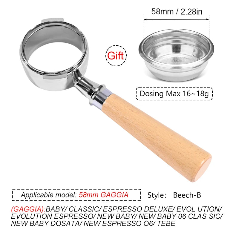 58MM Coffee Bottomless Portafilter For GAGGIA Classic Pro